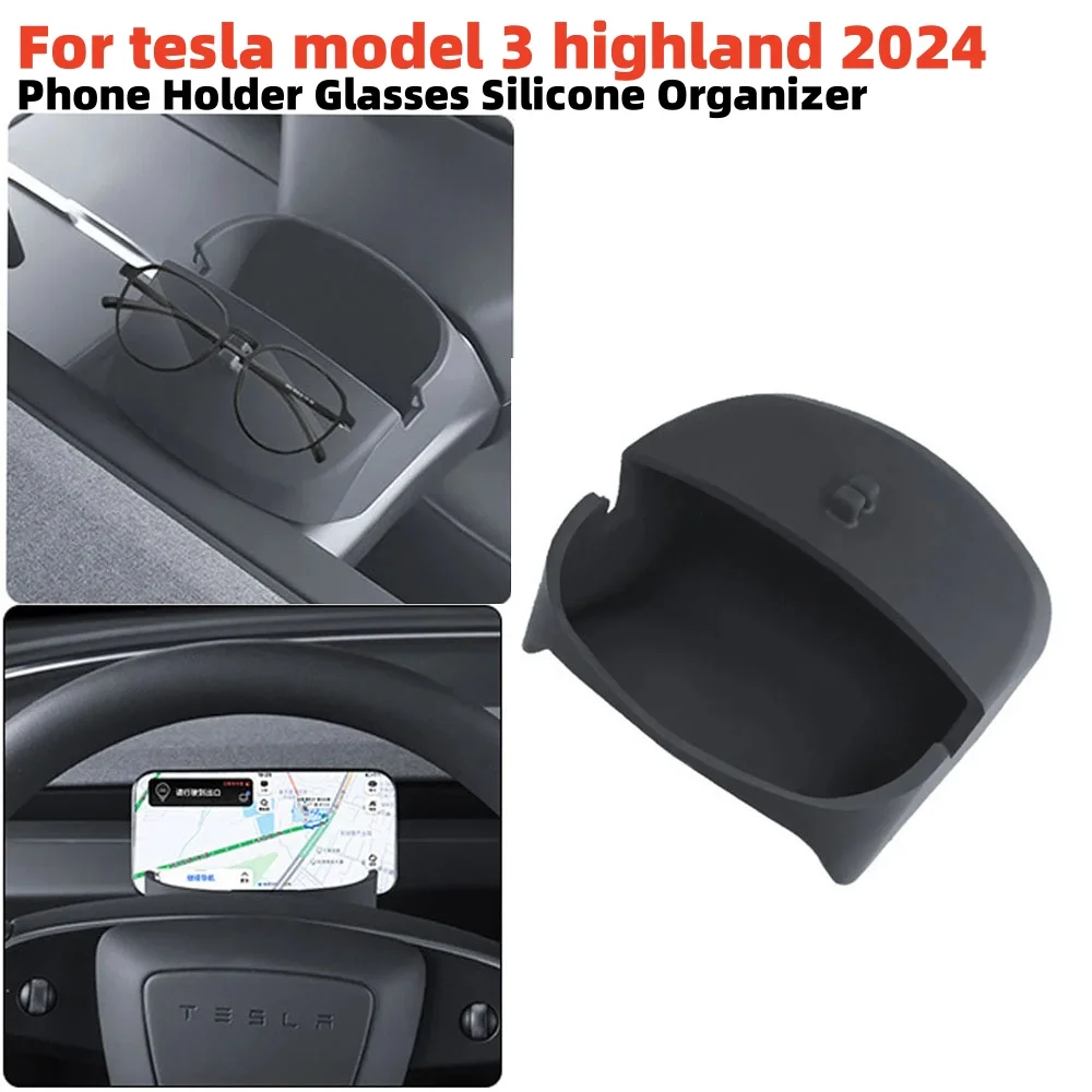 

Держатель для телефона tesla model 3 highland 2024, силиконовый органайзер для очков, подставка для очков, аксессуары для телефона на руль