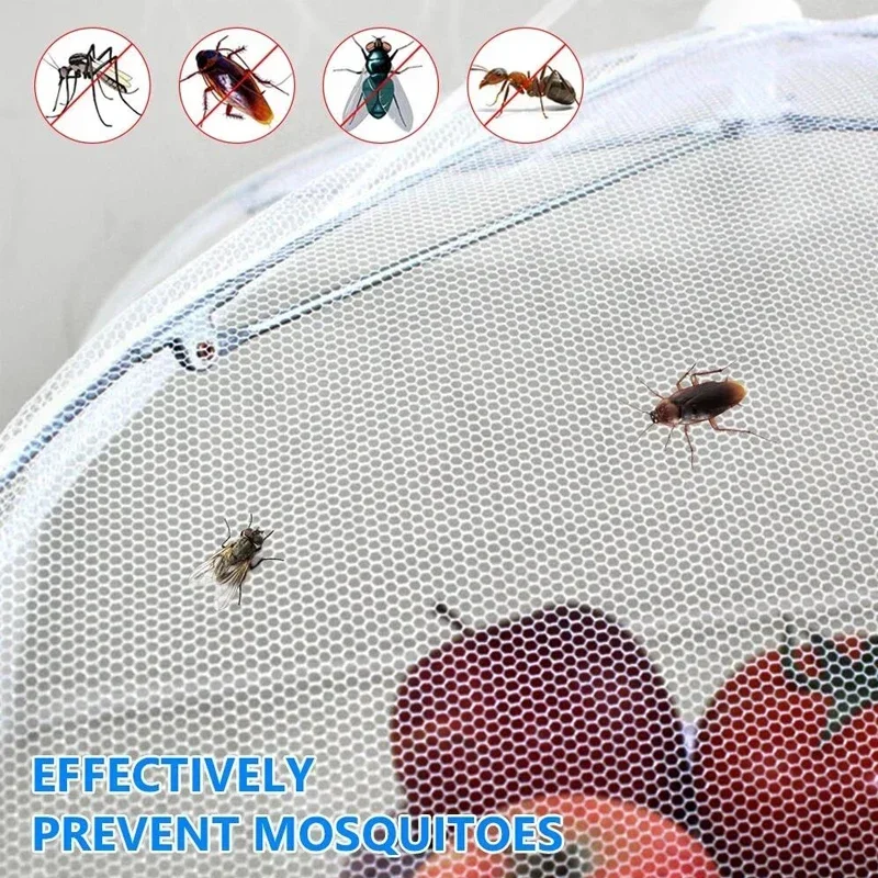 Foldable Umbrella Style Food Cover Dining Table Mesh Covers Home Anti Fly Mosquito Tent 70cm Portable Desktop Leftovers Cover