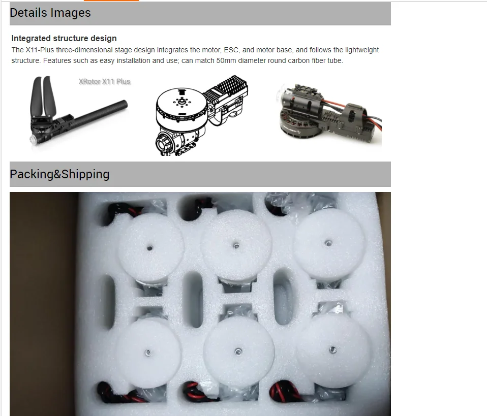 Hobbywing XRotor X11 PLUS Motor, x11-plus stage design integrates the motor; esc