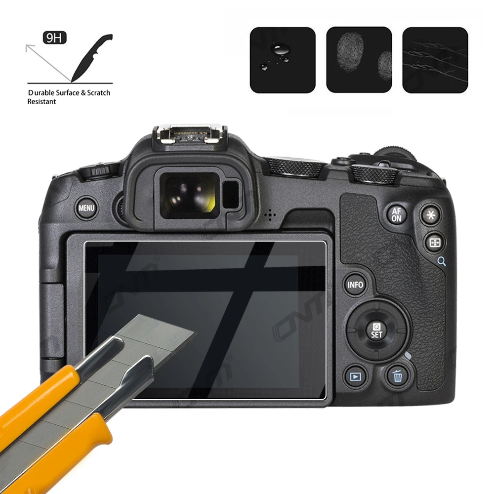 Pellicola protettiva compatibile con Canon EOS R7, durezza 9H, antigraffio, anti-impronte, in vetro temperato trasparente, 2 pezzi