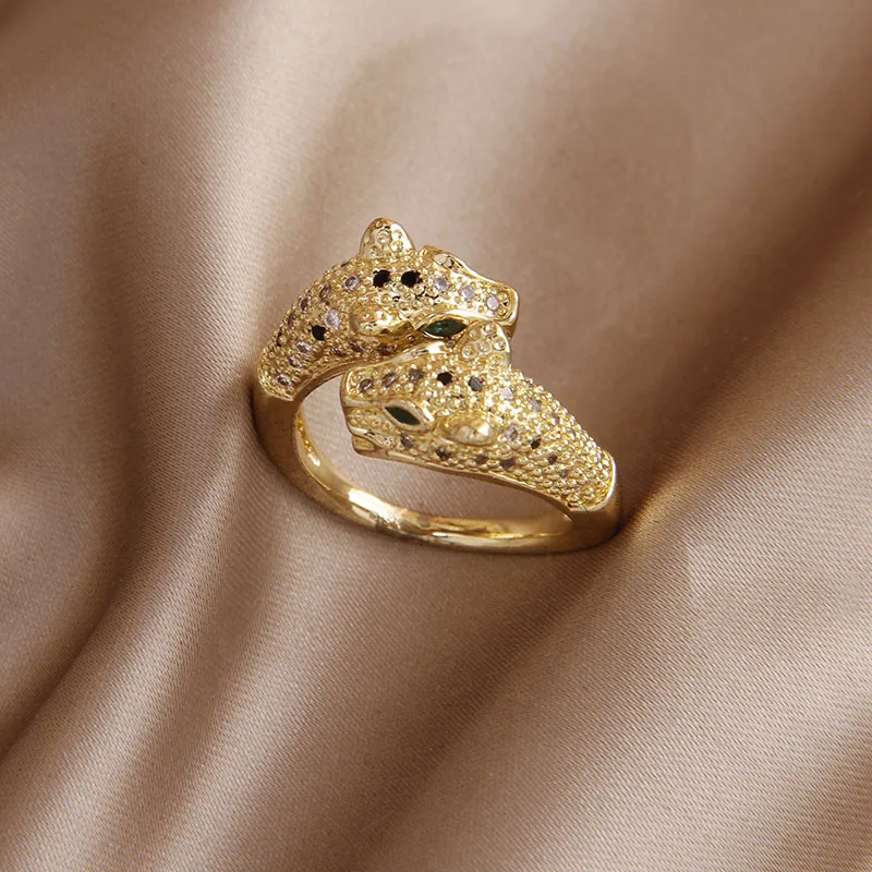 التصميم الكلاسيكي غرامة مجوهرات ليوبارد رئيس خواتم...