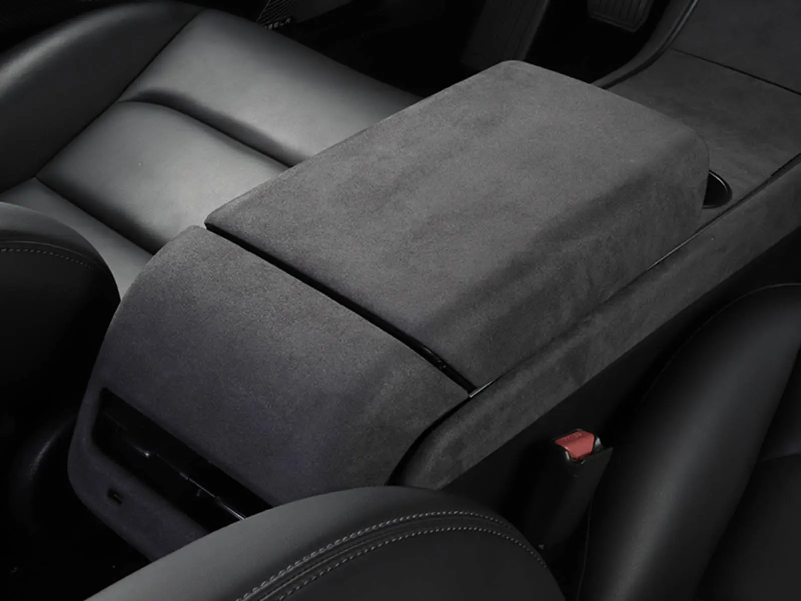 Gray Suede Frabic Trims For Tesla Model 3/Y interior Decoration Mid-Console/Dashboard/Armrest/Backseat Airco Outlet Cover air conditioner trim interior mouldings car moulding decoration interior moulding trim strip dashboard cover air vents cover armrest panel cover