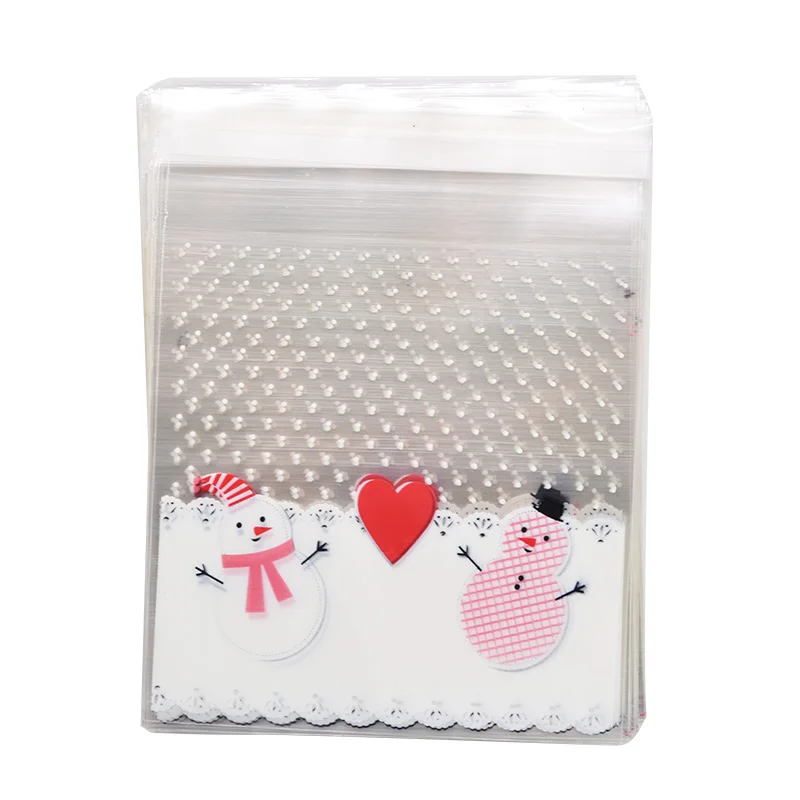 Bekecidi 50 Sacchetti Regalo Di Natale In Plastica Perlata, Con Manico, 16x25,5 Cm, 5 Design: Babbo Natale, Pupazzo Di Neve, Renna E Albero, Per Caramelle E Bomboniere - 2