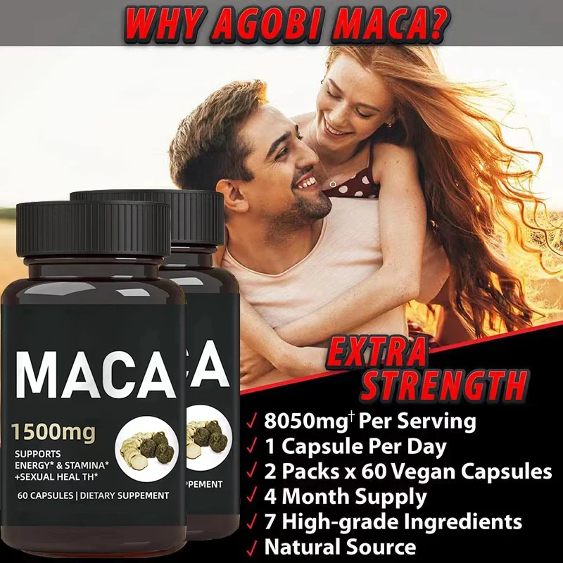 

Maca Root Capsules (containing black maca) + red ginseng extract for women and men, enhance strength, energy, endurance