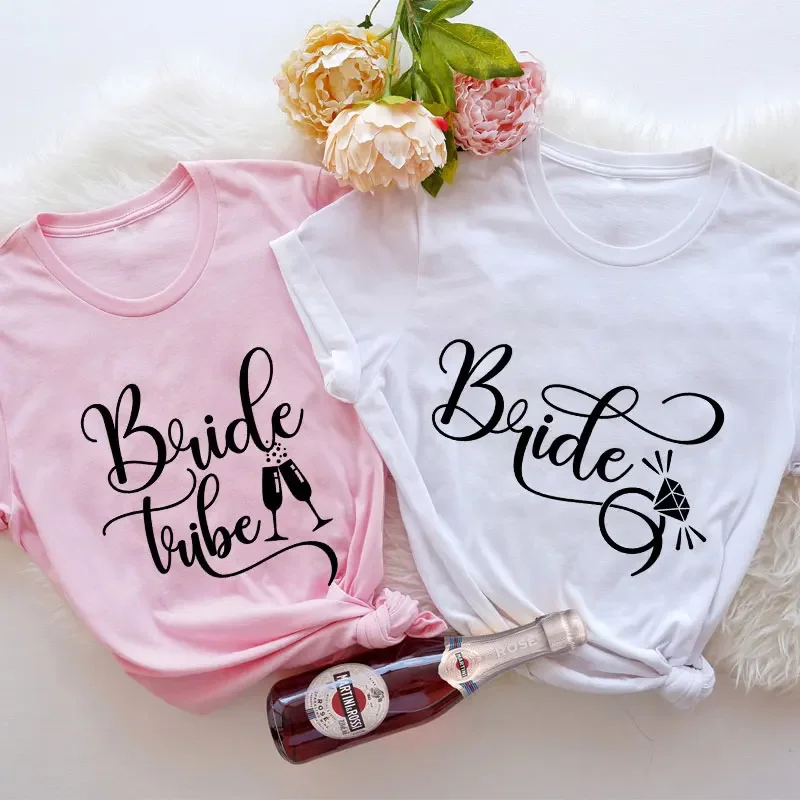 

T-Shirt Cheers Graphic Blouses Friends Bridal Wedding Engaged Tees Women Hen Party Tops Short Sleeved