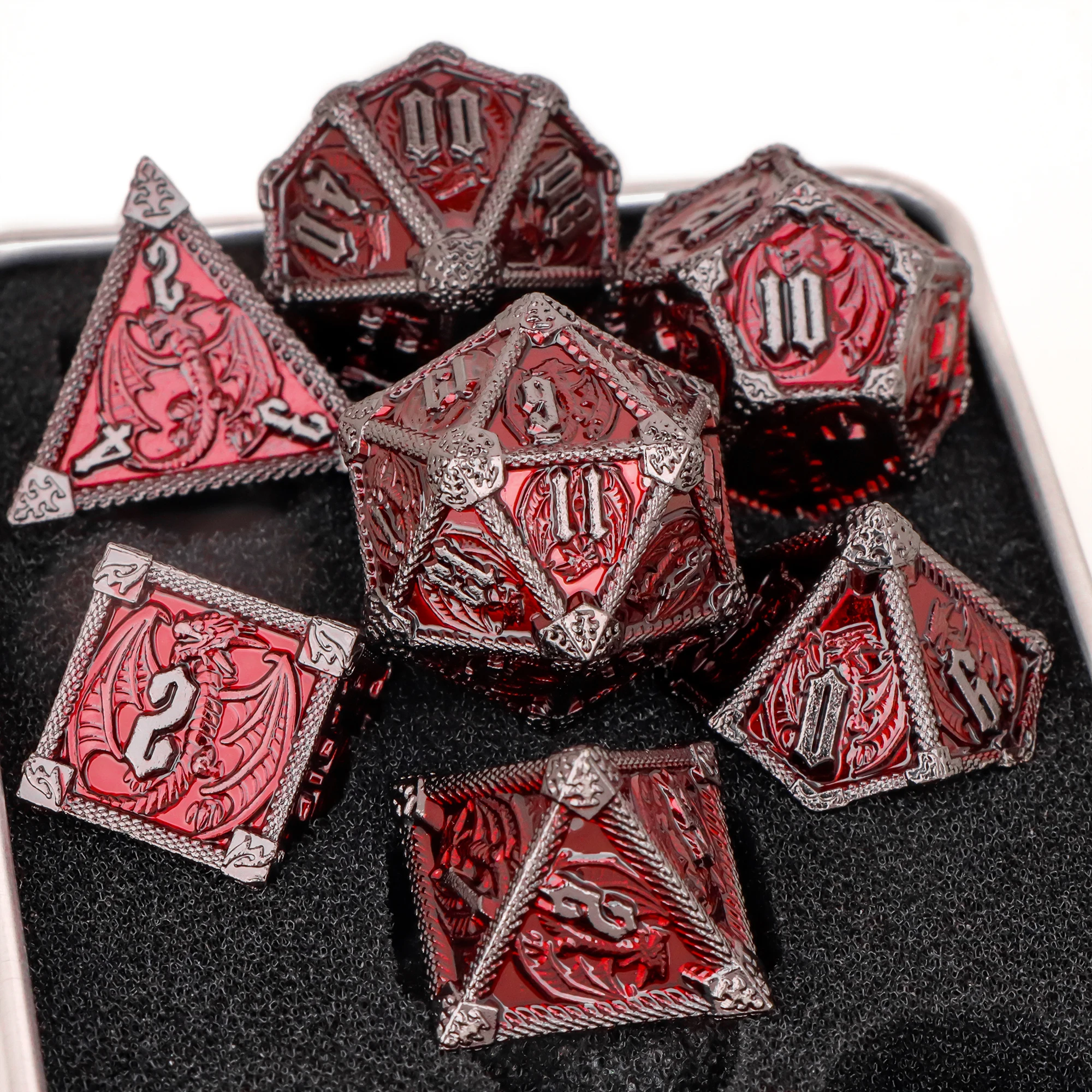 Metal Dice Set Black Dragon D&D Dice RPG for Dungeons and Dragons Role Playing Game Polyhedral