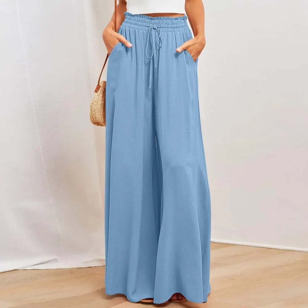 Beautiful Women Summer Pants Drawstring Trousers Lightweight Wide