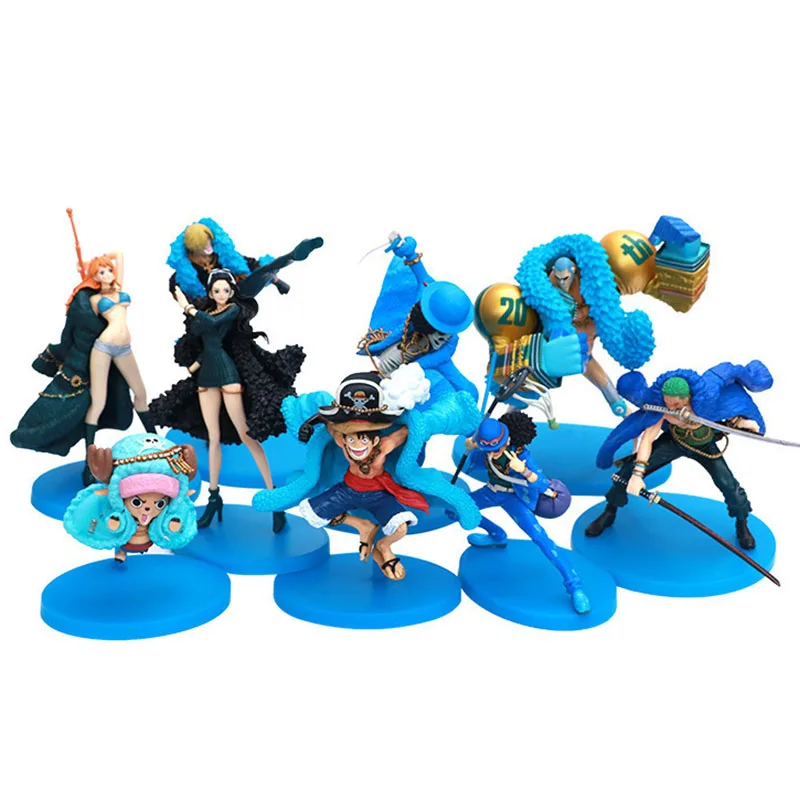 

20th Anniversary ONE PIECE Luffy Zoro Sanji Nami Usopp FRANKY BROOK Chopper Robin PVC Action Figure Collectible Model Toy Box