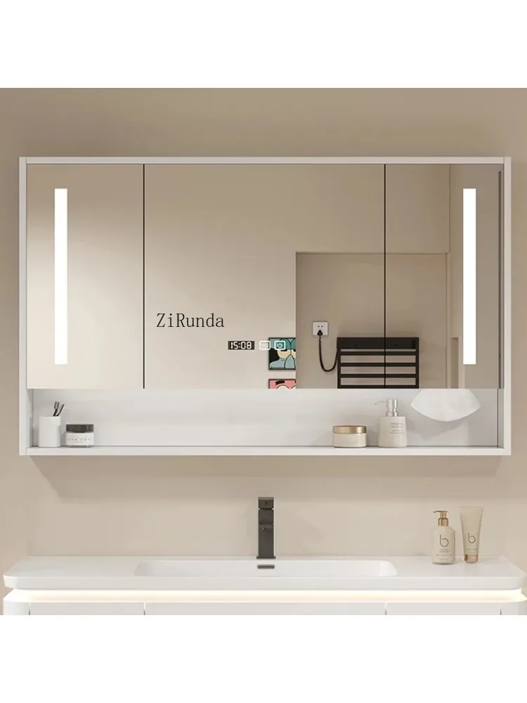 Mirror Cabinet Solid Wood Smart Bathroom Wall Mounted Mirror Cabinet Simple Bathroom Furniture Meuble Evier