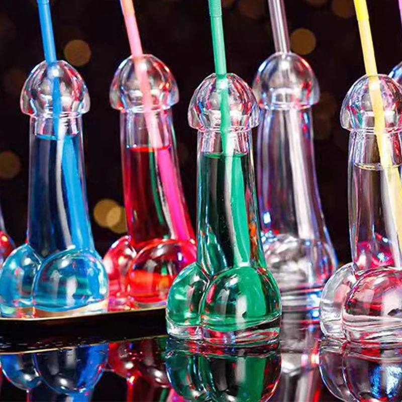 Penis Transparent Cocktail Glass Fun Creative Wine Glass Genital Dick Cocktail Bar Decoration Bachelor Party Beverage Set