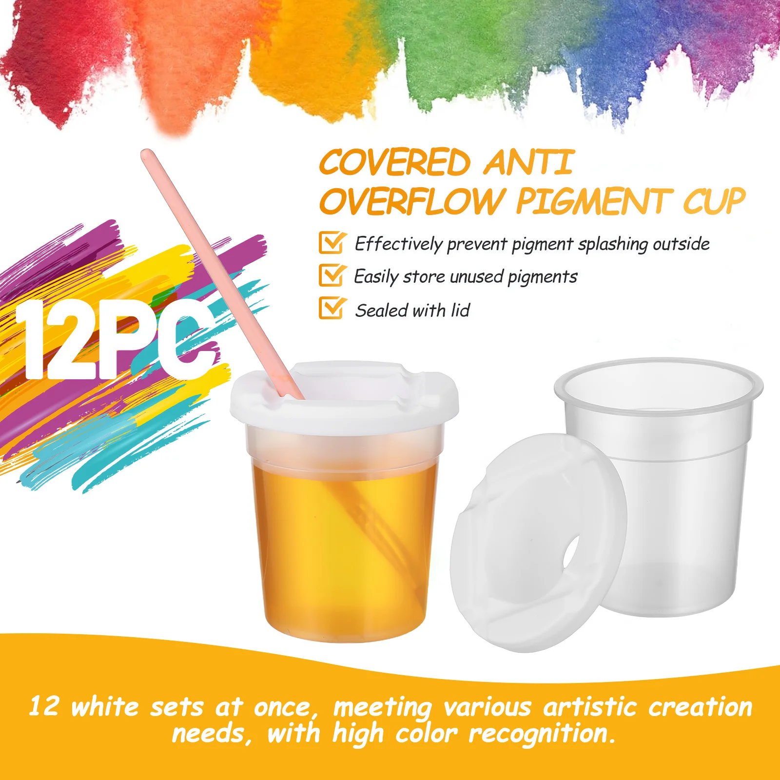 12 Pcs Paint Cups with Lids for Kids  No Spill Paint Cups for Acrylic Watercolor Painting Art Supplies Spill Proof Containers