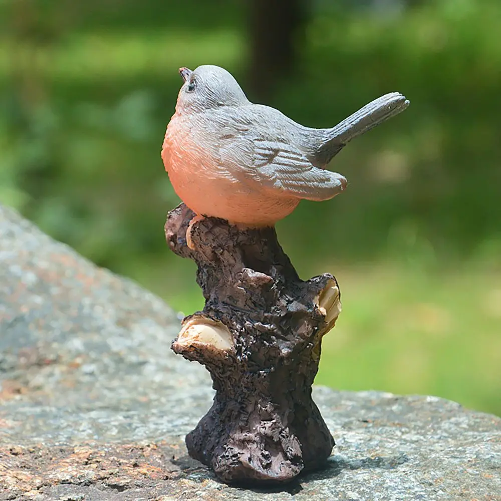 Resin Ornaments Garden Statue Garden Decoration Resin Statue Resin Handicraft Ornaments Resin Ornament Animal Ornaments Artificial Feather Bird Decoration Lifelike Bird Statue Sparrow On Branch Kingfisher Figurine Animal Sculpture Bonsai Decoration Fairy Garden Micro Landscape Resin