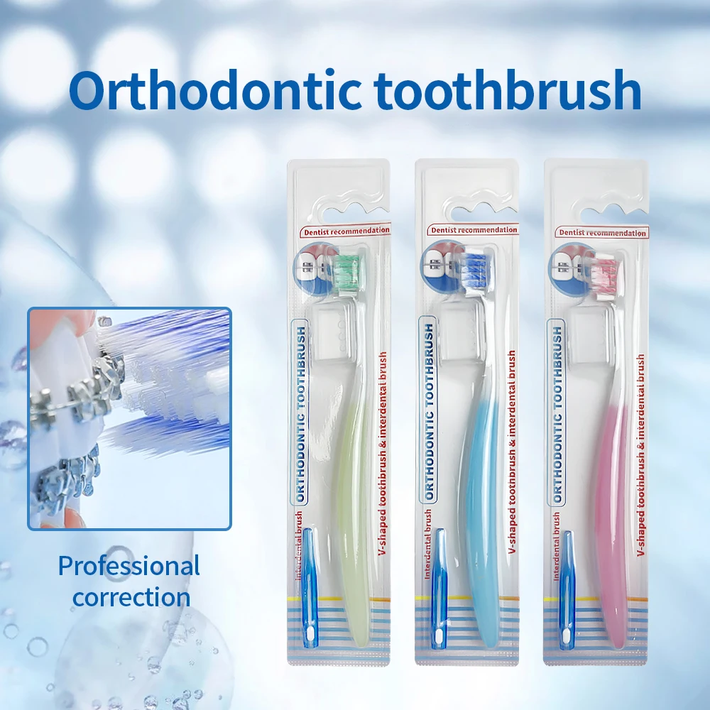 5pcs Orthodontic Toothbrush With Interdental Brushes Clean Ortho Braces Dental Tooth Brush Soft Bristle Toothbrush Oral Care