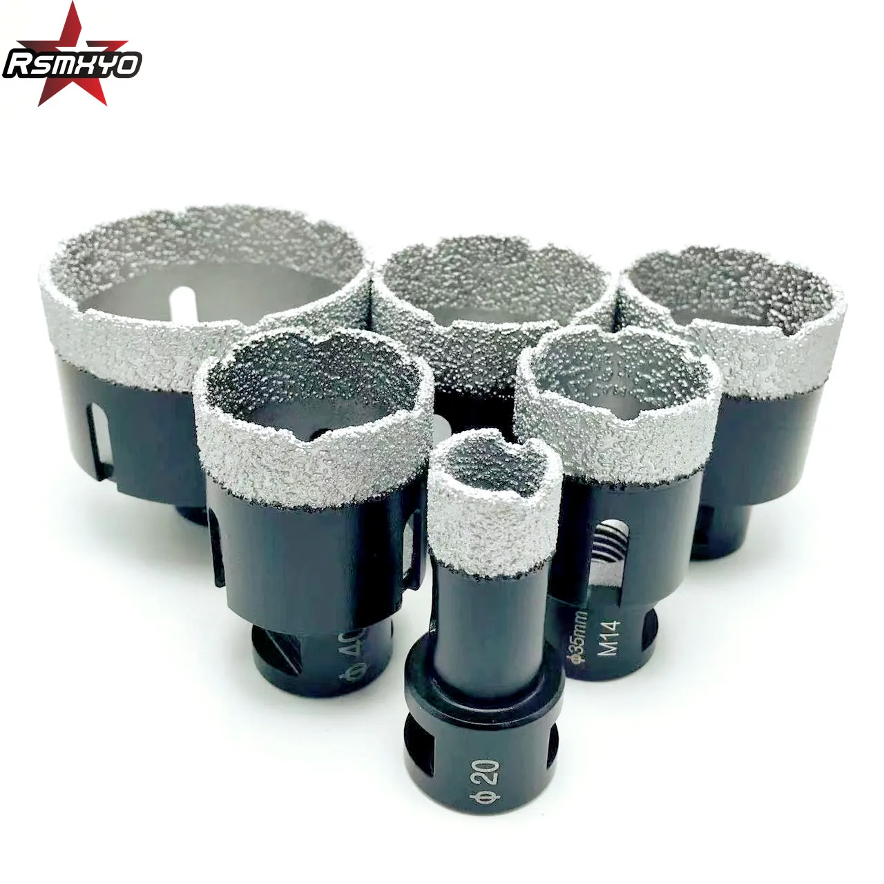 

6 Pcs M14 Thread Diamond Dry Vacuum Brazed Drilling Core Bits Set Porcelain Tiles Crowns Drill Granite Marble Hole Saw Tools