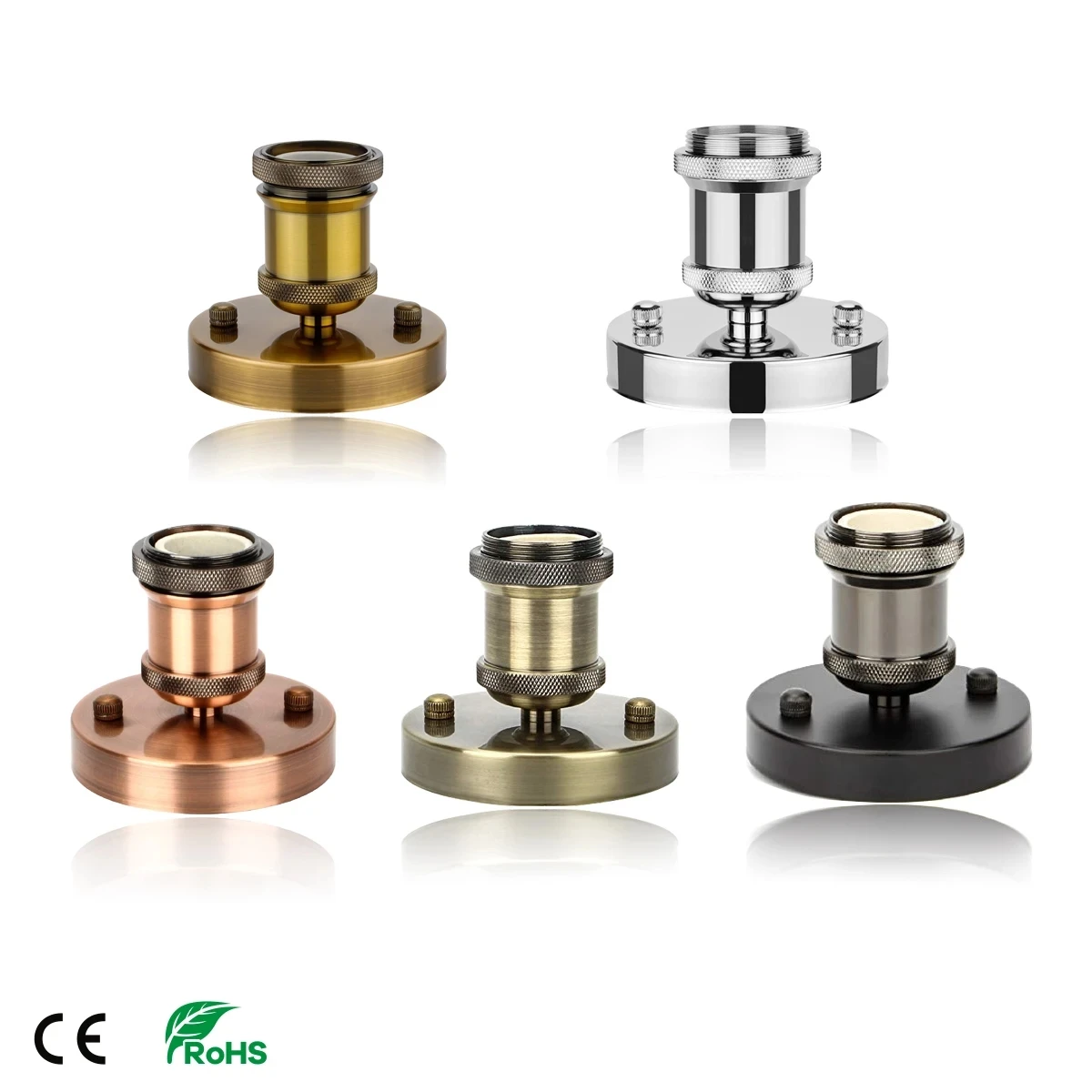 

E26 E27 Electroplating Vintage 5 colors Lamp Base Retro Antique Edison Ceiling Screw Light Lamp Bulb Socket Holder Home Lighting