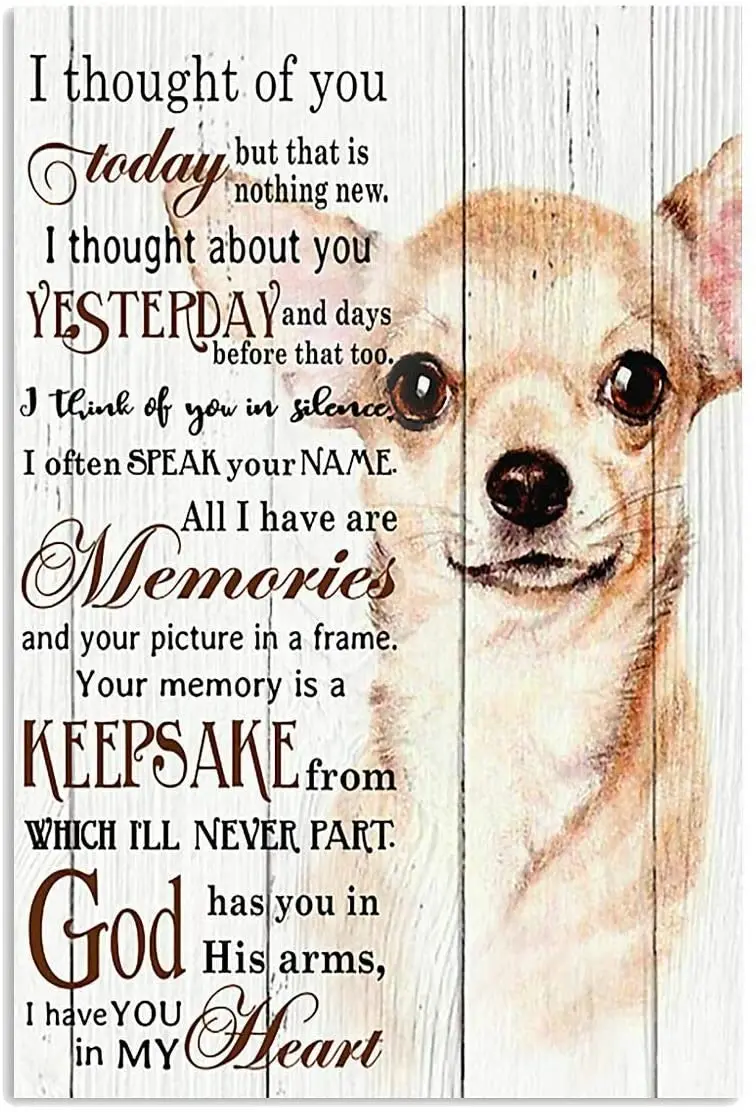Affiche de Chihuahua, je pensais que vous, décor mural, cadeau artistique  pour amoureux des chiens, Plaque métallique, signe métallique, 8x12 pouces