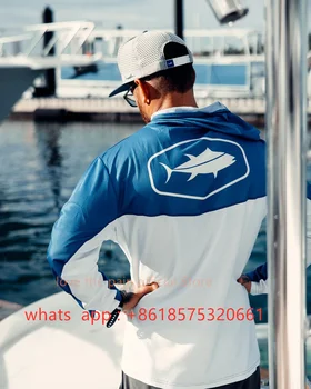 Bill Fish Gear Mens Long Sleeve Fishing Hoodie Shirts Fishing Performance Apparel Camisa De Pesca Fishing Sun Protection Jerseys