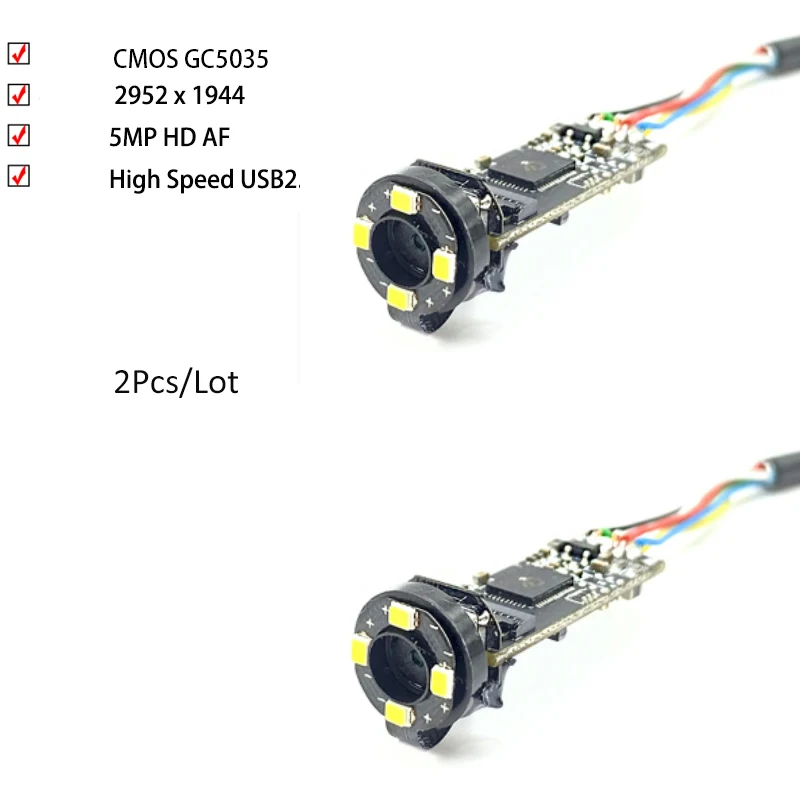 

2 шт./партия, USB-эндоскоп 5 Мп HD CMOS GC5035 AF 76,9 ° 30 кадров в секунду