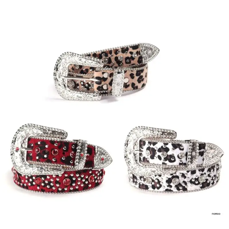 

Adjust Length Belt Diamond Pin Buckle Waist Belt Adult Leopard Print Waist Belt