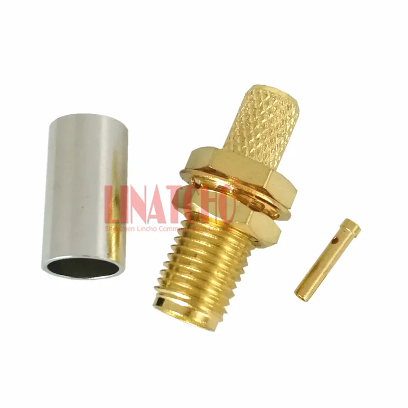Фото 10 шт. золотого цвета RF RG303 RG142 RG141 LMR195 RG58U обжимной Кабельный разъем SMA №3