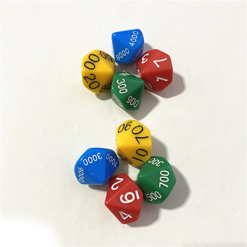 8Pcs/set Place Value D10 Dice 10-sided Single/Tens/Hundreds/Thousands Digit Board Game Dice For DND Game game dice dice set acrylic dice