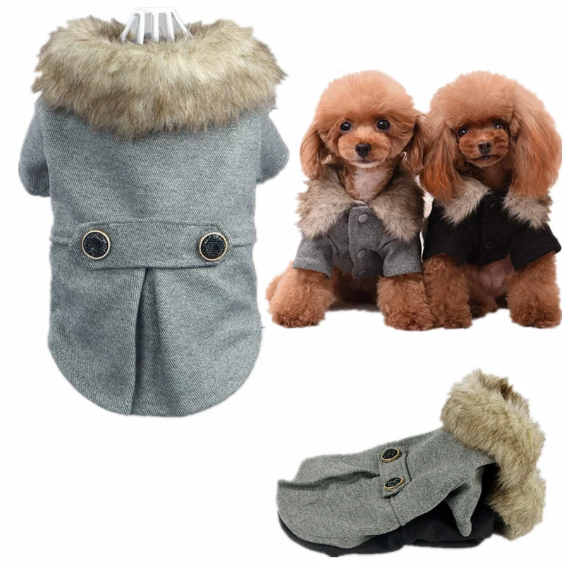 Pet Dog Clothes Winter Woolen Coat with Fur for Puppy Medium Dogs Autumn Cat Dog Jacket XS-3XL  Fleece Woolen Coat Pet Products