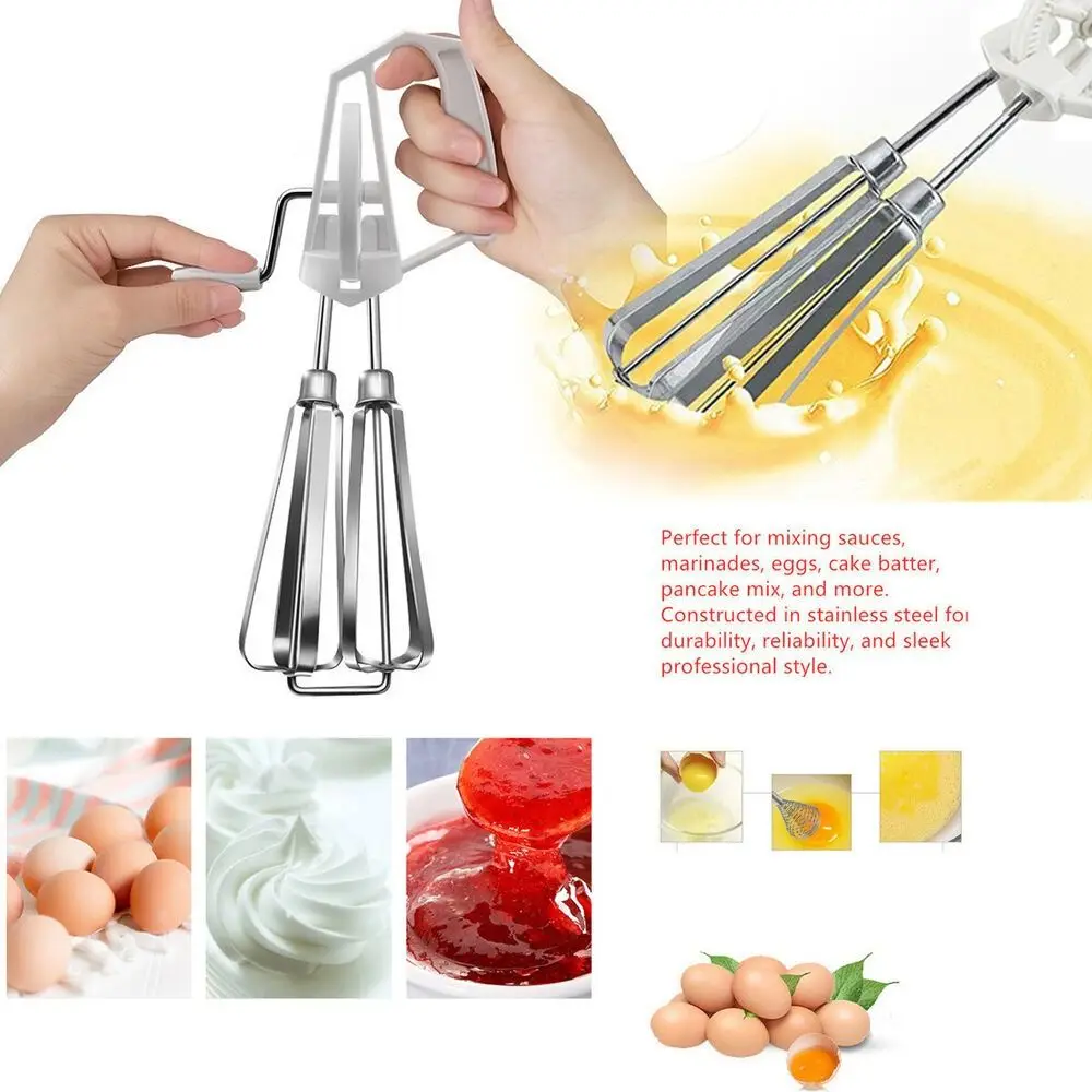 Rotary Manual Hand Whisk Egg Beater Stainless Steel Mixer Blender Kitchen Tools Home Whipper