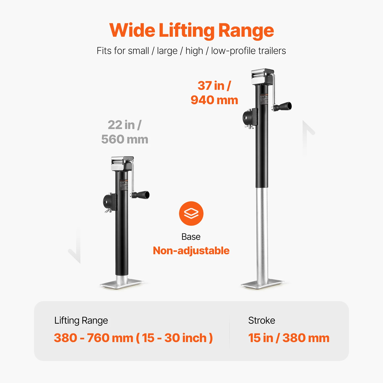 SucceBuy 5000 lbsTrailer Jack Weld-on Pipe-Mount Swivel Trailer Jack with 15in Vertical Travel for RV Utility Yacht Trailers