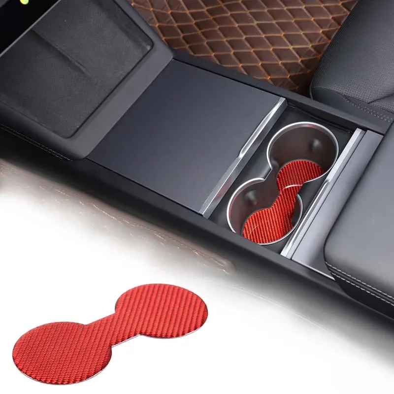 

For Tesla Model 3 2023+ soft carbon fiber center console cup holder panel decorative sticker interior modification accessories