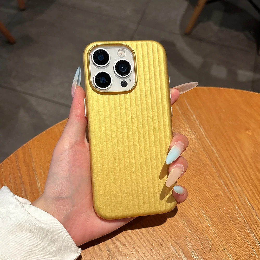 Metallic Stripe Matte Slim Shockproof Phone Case with Camera Protection