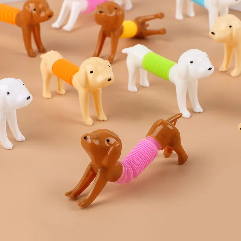 Stretchable Dog Stress Relief Pop Tubes Toy Kids Birthday Party Favors Pinata Filler Telescoping Sensory Squeeze Toy 10Pcs