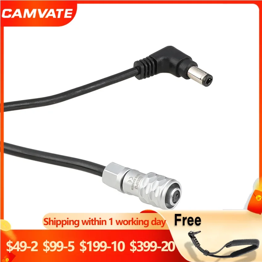 

CAMVATE Standard 2.5mm Right-Angle DC Plug Male 2-Pin Barrel Power Coiled Cable Connector For Blackmagic Pocket Cinema Camera 4K