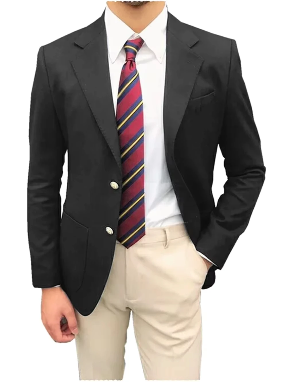 1PieceRed Men's Suit Single Breasted Notch Lapel Jacket Business Casual Blazer Coat High Quality Fashionable Slim Fitting Tuxedo