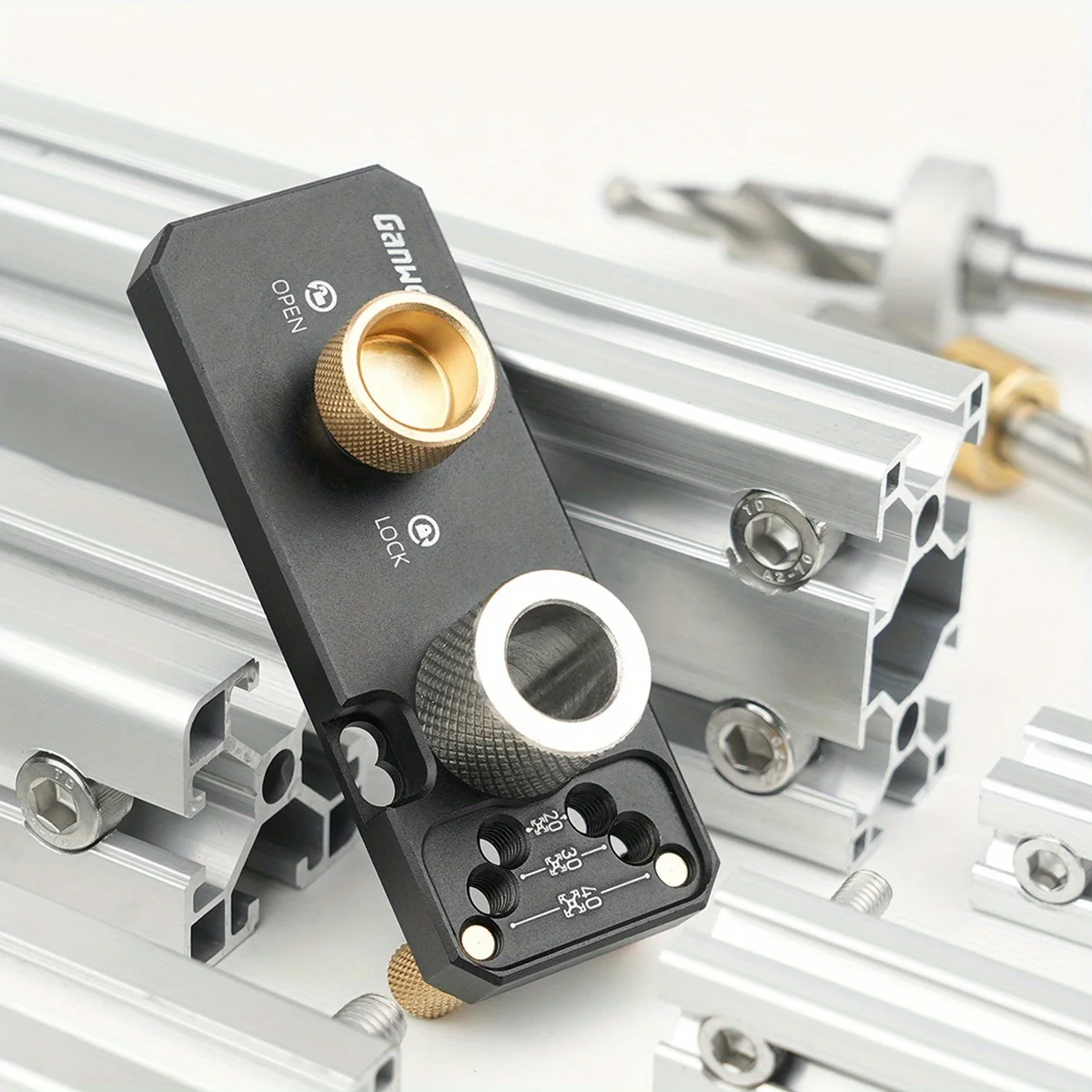 Schienenbohrführung für Aluminiumprofile mit Schiebern und M10-Senkbohrmaschine, vertikaler Locher für 20 Personen # 30 # 40 # Aluminiumprofile – Detail 3