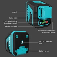 Kiprim ระดับเลเซอร์ 2 เส้น/5 เส้น 360 ระดับอัตโนมัติเครื่องมือก่อสร้างอุปกรณ์สีเขียว Professional CROSS Laser 6