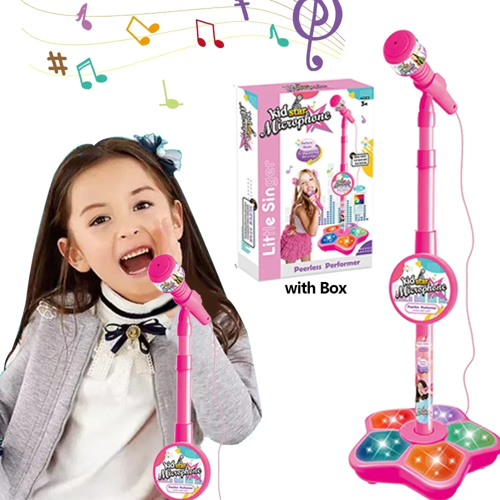 Kids Microphone with Stand Karaoke Song Music Instrument Toys Brain-Training Educational Toy Birthday Gift for Girl Boy 2