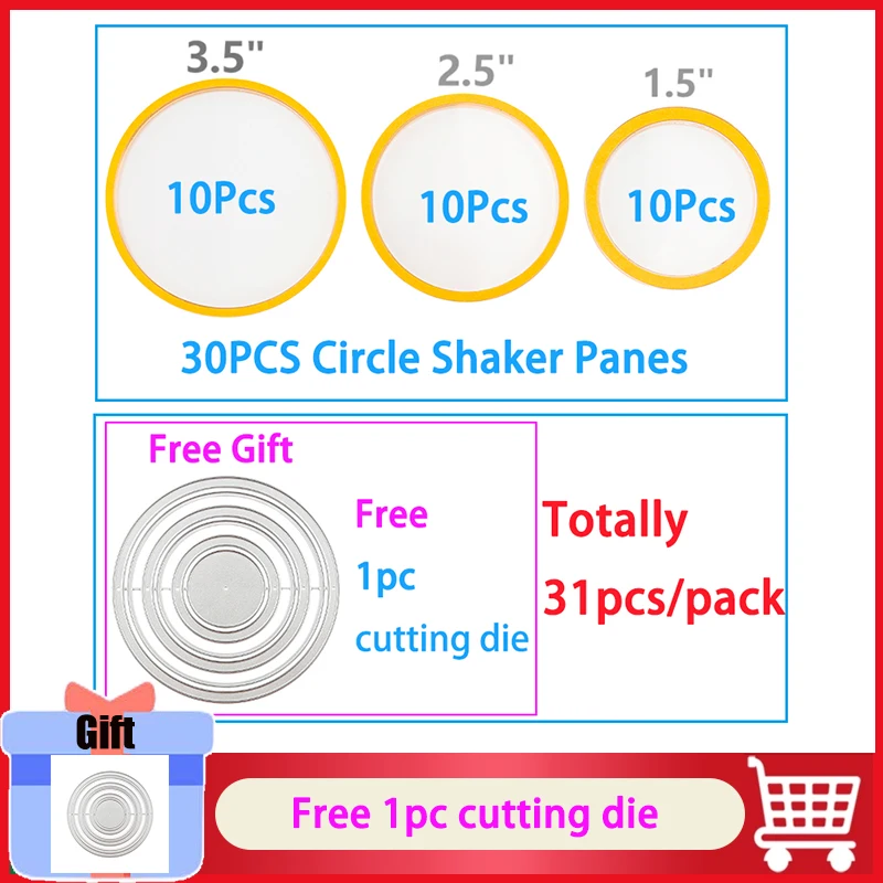 Bundle Deals 4-31Pcs Fustelle Shaker Panes Circle Frames Per L'Aggiunta Di Dimensioni Al Set Di Coperture Per Finestre Shaker Card Shaker