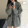 Autumn Winter Women Cardigan Sweater Coats Fashion Female Long Sleeve V-neck Loose Knitted Jackets Casual Sweater Cardigans 2