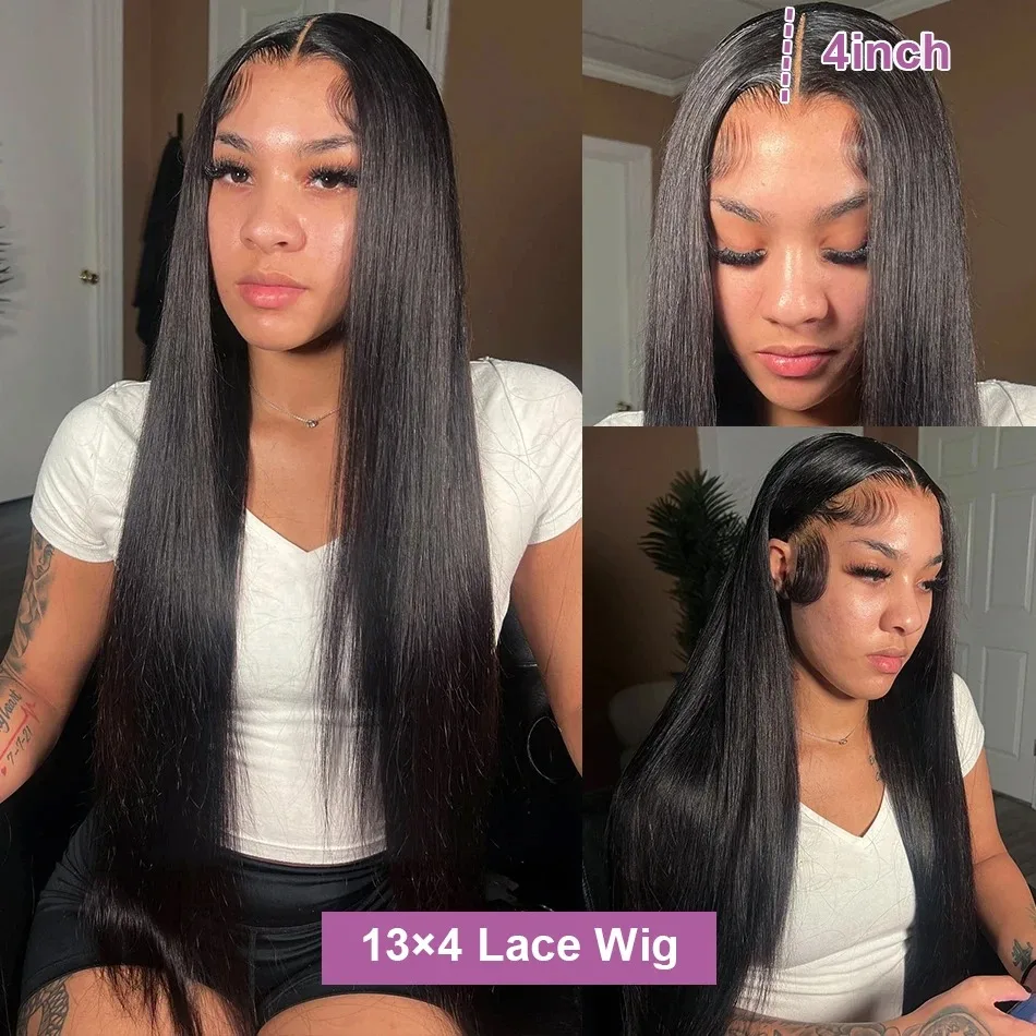 Links 40 Inch Bone Straight 13x6 HD Transparent Lace Frontal Human Hair Wigs 250% Brazilian 13x4 Lace Front Wig For Women
