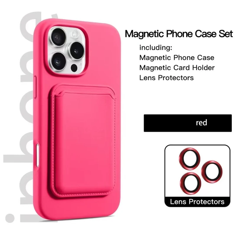 Magsafe Magnetic Wallet Card Slot Luxury Silicone Phone Case - Solid Color