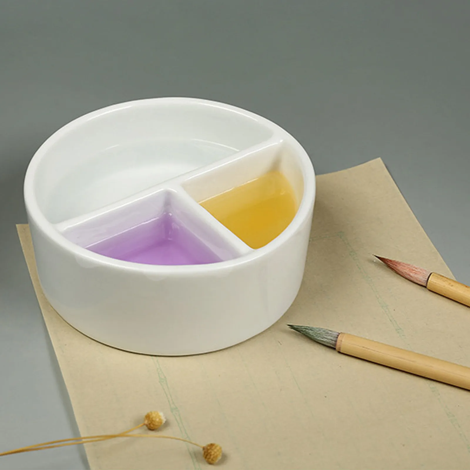 세라믹 펜 워시 잉크 접시 대용량 견고한 파손 방지 서예 그림 트레이 경량 휴대용 서예