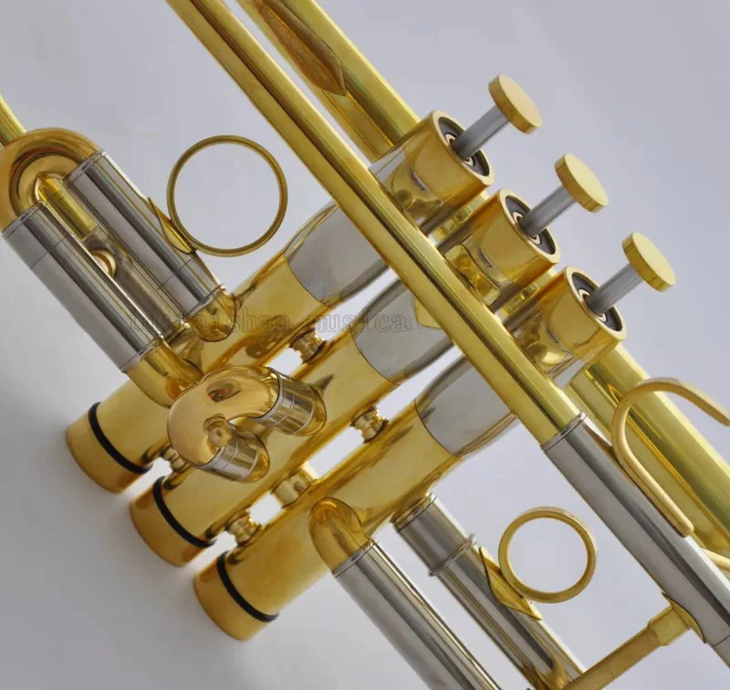 Professional Heavy C key Trumpet horn Gold Finish Monel Valves 5" Bell Hard Case