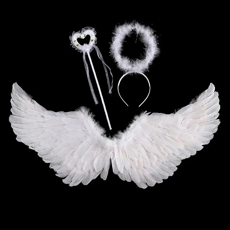 Angel Halo Headband Black White Feather Capodanno Festival Christmas Performance Party Favor Angel Outfit Angel Cosplay Wing Gift