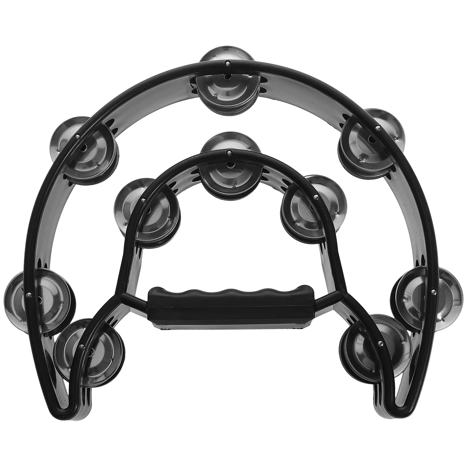 40 Jingles Double Row Moon Tambourine Hand Maraca Musical Instruments Rubber Handle Stable Grip Percussion Maraca Hand Shake