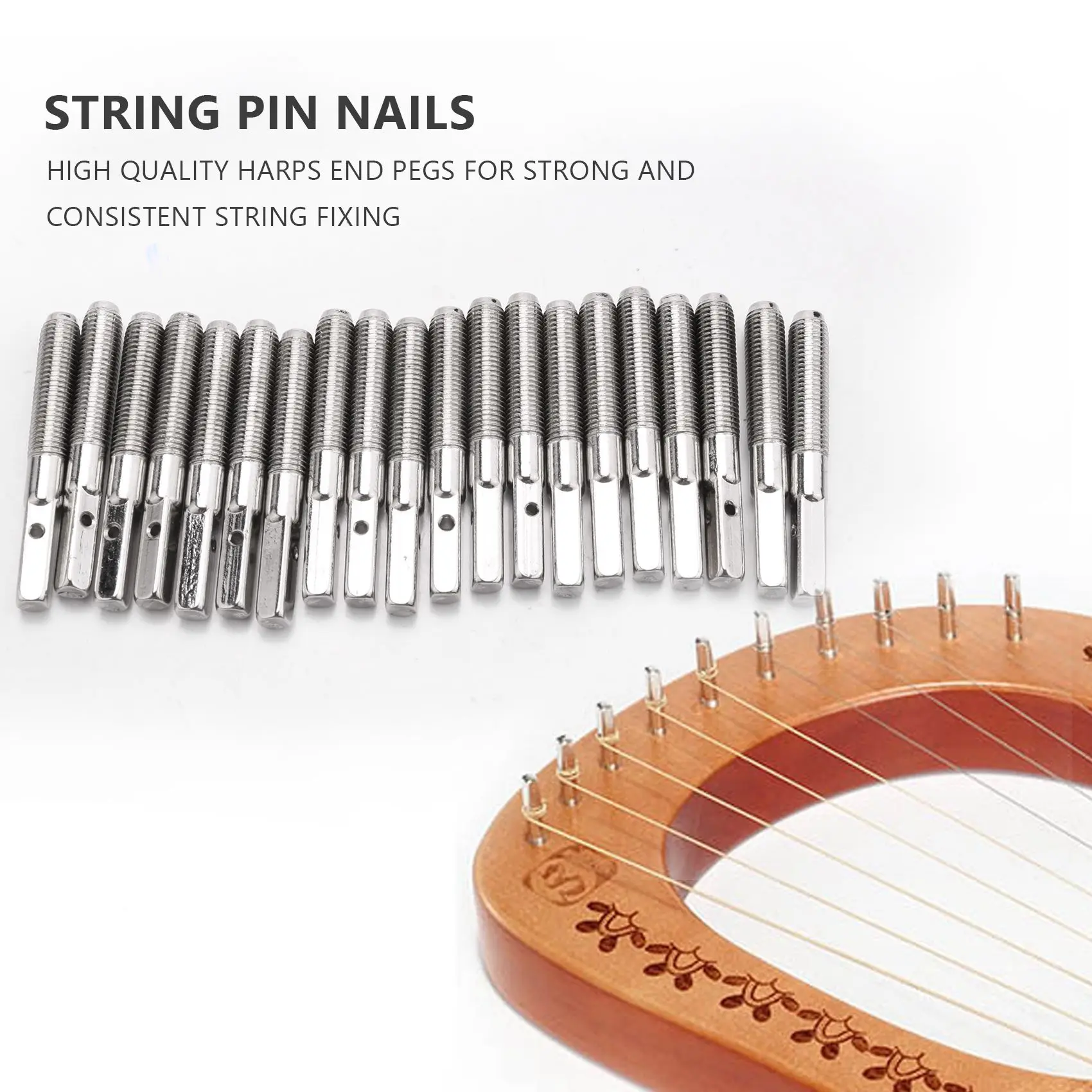 20 Pcs Tuning Pin Nails and 20Pcs Rivets with L-Shape Tuning Wrench for Lyre Harp Small Harp Musical Stringed Instrument lyre harp accessories