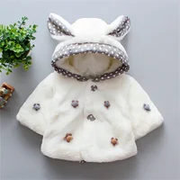 Newborn Clothes Autumn Winter Warm Plush Baby Girls Jacket Snowsuit Cute Rabbit Ears Hooded Princess Coats 1
