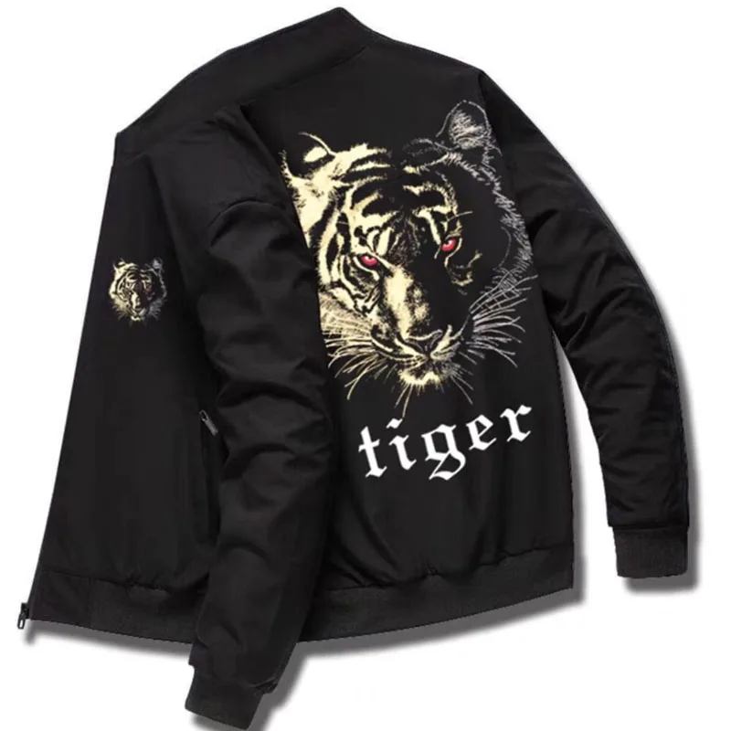 2022 new autumn and winter cashmere jacket tiger print men's plush thickened casual sports jacket streetwear  mens jacket