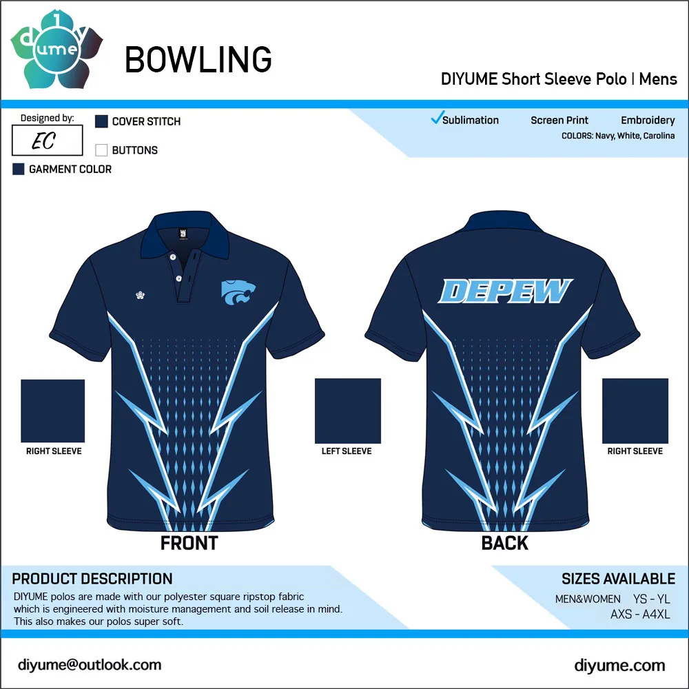 Men Women Youth Bowling Short-sleeved Polo Shirt Neckline Button Personality Retro Design Breathable Comfortable Tops