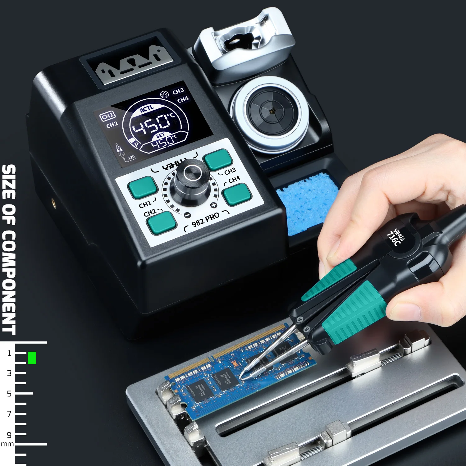 YIHUA 982 PRO 2-IN-1 ร้อนแหนบและหัวแร้งสําหรับกล้องจุลทรรศน์เชื่อม SMD ใช้งานร่วมกับ C45 เคล็ดลับ Desoldering Station 1