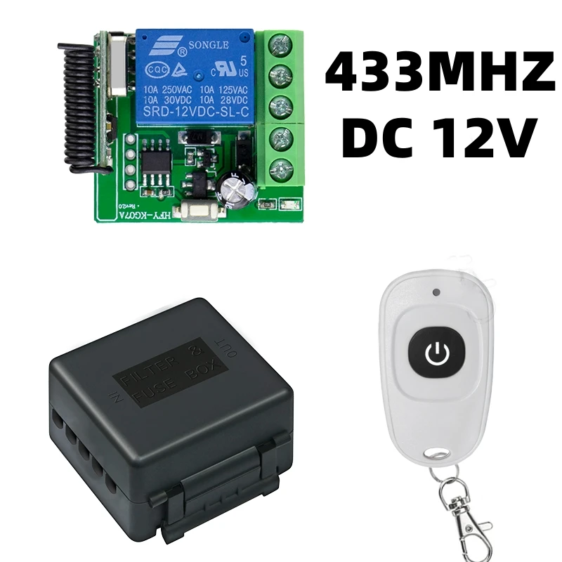 433MHz DIY Wireless Switch DC 12V 1CH Mini Relay Module and RF Transmitter Remote Control for Garage Curtain Home Appliance